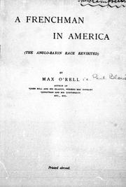 Cover of: A Frenchman in America | Max O