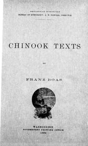 Cover of: Chinook texts