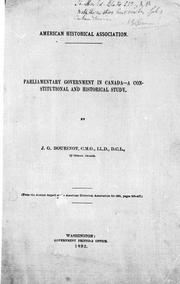 Cover of: Parliamentary government in Canada by Sir John George Bourinot