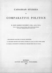 Cover of: Canadian studies in comparative politics by Sir John George Bourinot