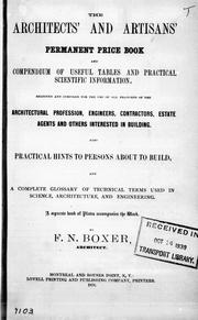 The architects' and artisans' permanent price book and compendium of useful tables and practical scientific information by F. N. Boxer