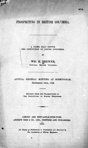 Cover of: Prospecting in British Columbia by by Wm. M. Brewer.