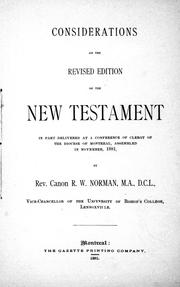 Cover of: Considerations on the revised edition of the New Testament | 
