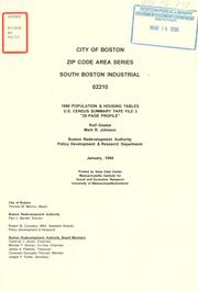 Cover of: City of Boston zip code area series, south Boston industrial 02210, 1990 population and housing tables, U.S. census summary tape file 3.