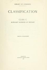 Cover of: Classification. Class C: Auxiliary sciences of history. Printed as manuscript.