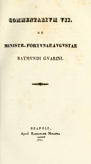Cover of: Commentarium VII: de ministr. Fortunae Augustae
