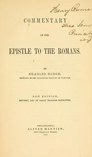 Cover of: Commentary on the Epistle to the Romans