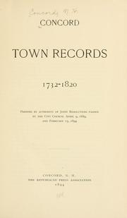 Cover of: Concord town records, 1732-1820 | Concord (N.H.)