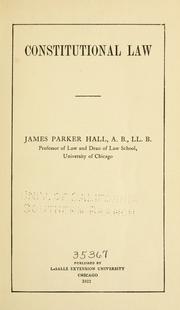 Cover of: Constitutional law by James Parker Hall