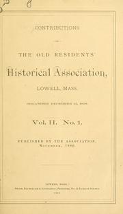 Cover of: Contributions of the Old residents' historical association