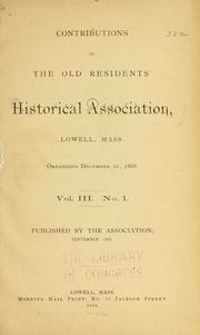 Cover of: Contributions of the Old residents' historical association