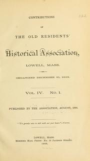 Cover of: Contributions of the Old residents' historical association