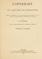 Cover of: Copyright, its law and its literature.