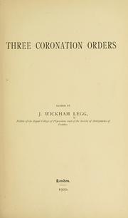 Cover of: Three coronation orders.