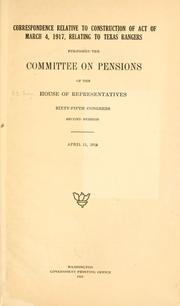 Cover of: Correspondence ... by United States. Congress. House. Committee on Pensions