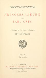 Cover of: Correspondence of Princess Lieven and Earl Grey