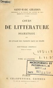 Cover of: Cours de littérature dramatique, ou, De l'usage des passions dans le drame