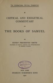 Cover of: A critical and exegetical commentary on the books of Samuel