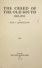 Cover of: The creed of the old South, 1865-1915