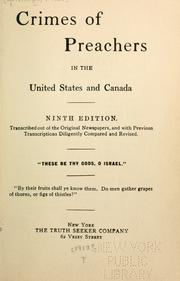 Crimes of preachers in the United States and Canada by M. E. Billings