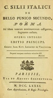 C. Silii Italici De bello Punico secundo by Tiberius Catius Silius Italicus