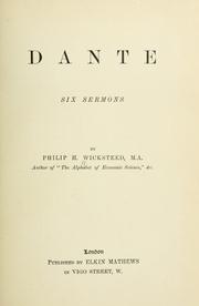 Cover of: Dante: six sermons