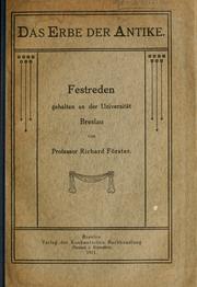 Cover of: Das Erbe der Antike. by Richard Foerster