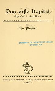 Cover of: Das erste Kapitel by Elsa Ginsberg Plessner