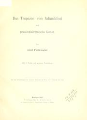 Cover of: Tropaion von Adamklissi und provinzialromische Kunst.