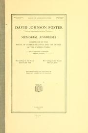 Cover of: David Johnson Foster by United States. 62d Congress, 3d session