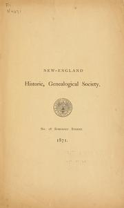 Cover of: [Dedication of the Society's house ... March 18, 1871].