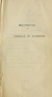 Cover of: A defence of nonsense by Gilbert Keith Chesterton