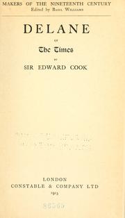 Cover of: Delane of the Times by Sir Edward Tyas Cook