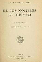 De los nombres de Cristo by Luis de León