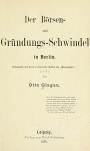 Cover of: Börsen- und Gründungs-Schwindel in Berlin.