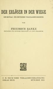 Cover of: Der Erlöser in der Wiege by Friedrich Ranke