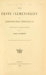Cover of: Der erste Clemensbrief in altkoptischer Übersetzung by Clement I Pope.