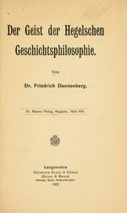 Cover of: Geist der Hegelschen Geschichts-philosophie.