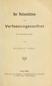 Cover of: Nationalitäten- und Verfassungsconflict in Oesterreich.