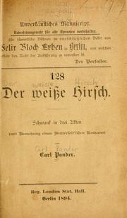 Cover of: Der weisse Hirsch by Carl Pander