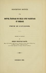 Cover of: Description motivée d'un nouveau équipage de selle avec paquetage et bridage pour le cavalier