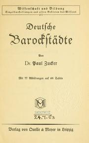 Cover of: Deutsche Barockstädte. by Zucker, Paul