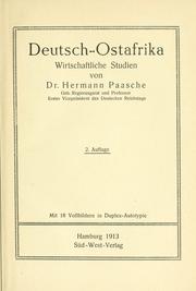 Cover of: Deutsch-Ostafrika.: Wirtschaftliche Studien.