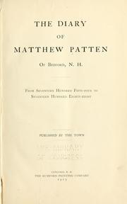 Cover of: The diary of Matthew Patten of Bedford, N.H.