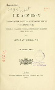 Cover of: Die Aromunen by Gustav Ludwig Weigand