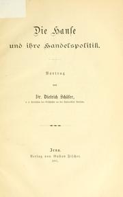 Cover of: Hanse und ihre Handelspolitik.