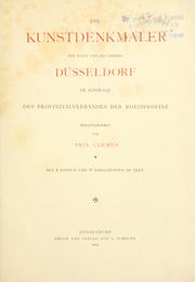 Cover of: Kunstdenkmäler der Stadt und des Kreises Düsseldorf.: Im Auftrage des Provinzialverbandes der Rheinprovinz hrsg. von Paul Clemen.
