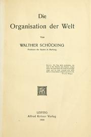 Cover of: Organisation der Welt.
