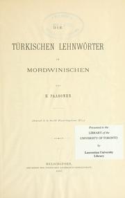 Cover of: Die türkischen Lehnwörter im Mordwinischen by Heikki Paasonen