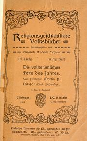 Cover of: Die volkstümlichen Feste des Jahres by Nilsson, Martin P.